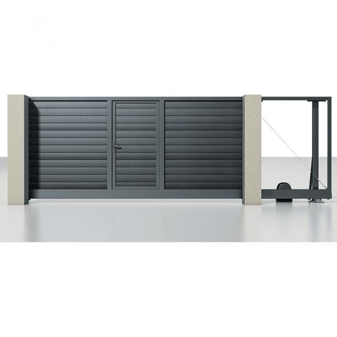 Автоматические откатные ворота ALUTECH Prestige 4000×2000 мм со встроенной калиткой 20895 Автоматические откатные ворота ALUTECH Prestige 4000×2000 мм со встроенной калиткой 20895