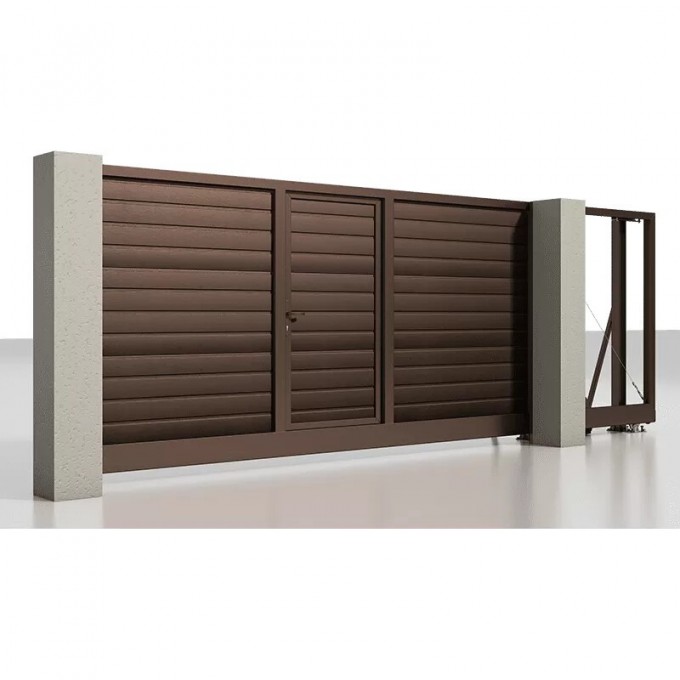 Откатные ворота с калиткой ALUTECH Prestige 3500х2000 мм 55902 Откатные ворота с калиткой ALUTECH Prestige 3500х2000 мм 55902